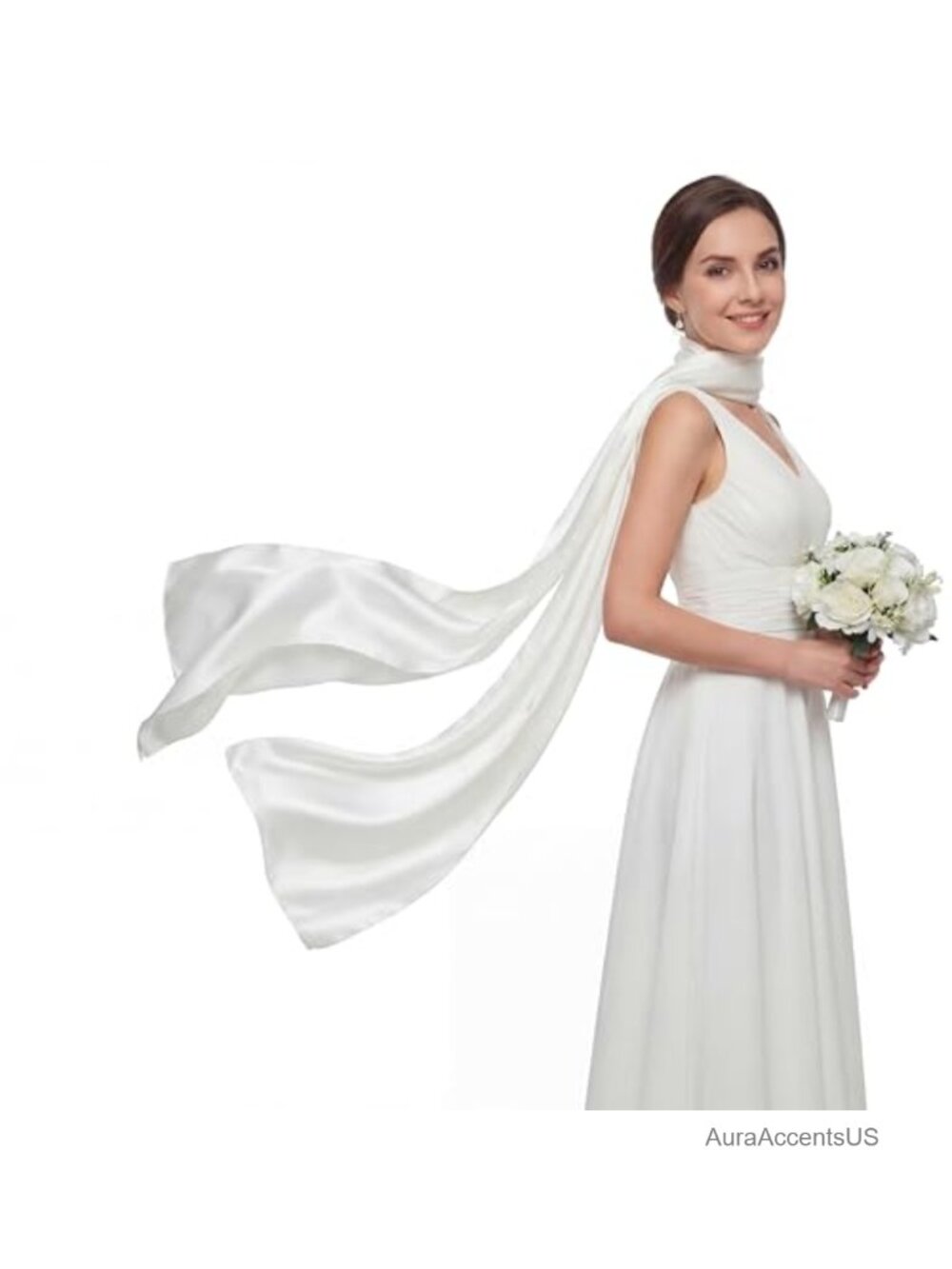 Ivory Scarf Satin Tulle Wedding Bridal Neck Scarf